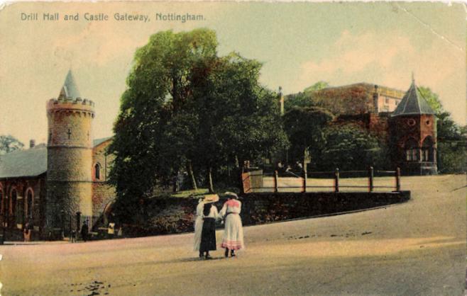 Postcard of Nottingham Drill Hall - 1907 - Click to go to next postcard - Nottingham 1911